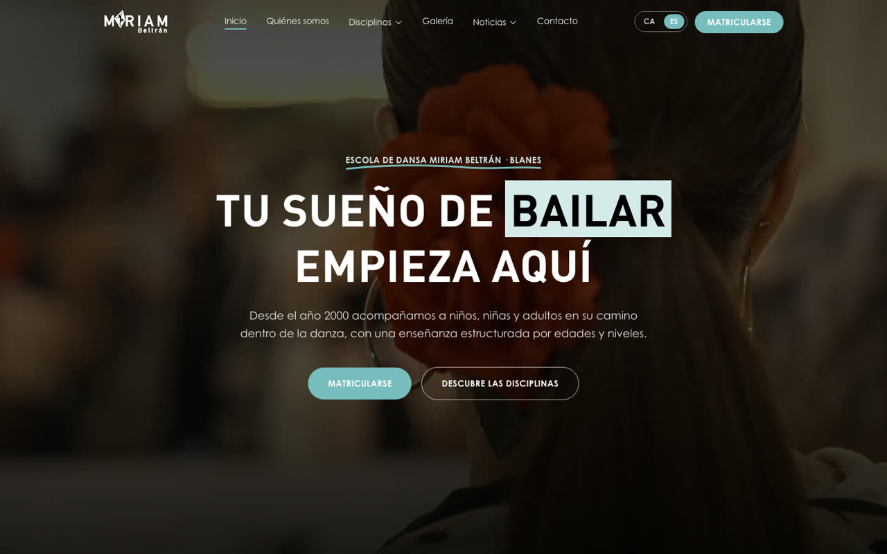 Captura de la web de Escola de Dansa Miriam Beltrán